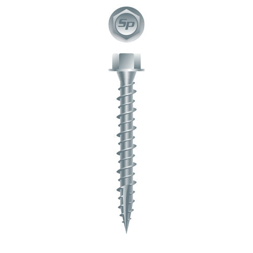 Strong-Point PG1040 Unslotted Indented Hi-Hex Washer Head w/Shoulder, Hi-Low Thread, Type '17', Strong Shield Coated, 10-14 x 2-1/2, Box of 1,500 Pole Gripper Screws