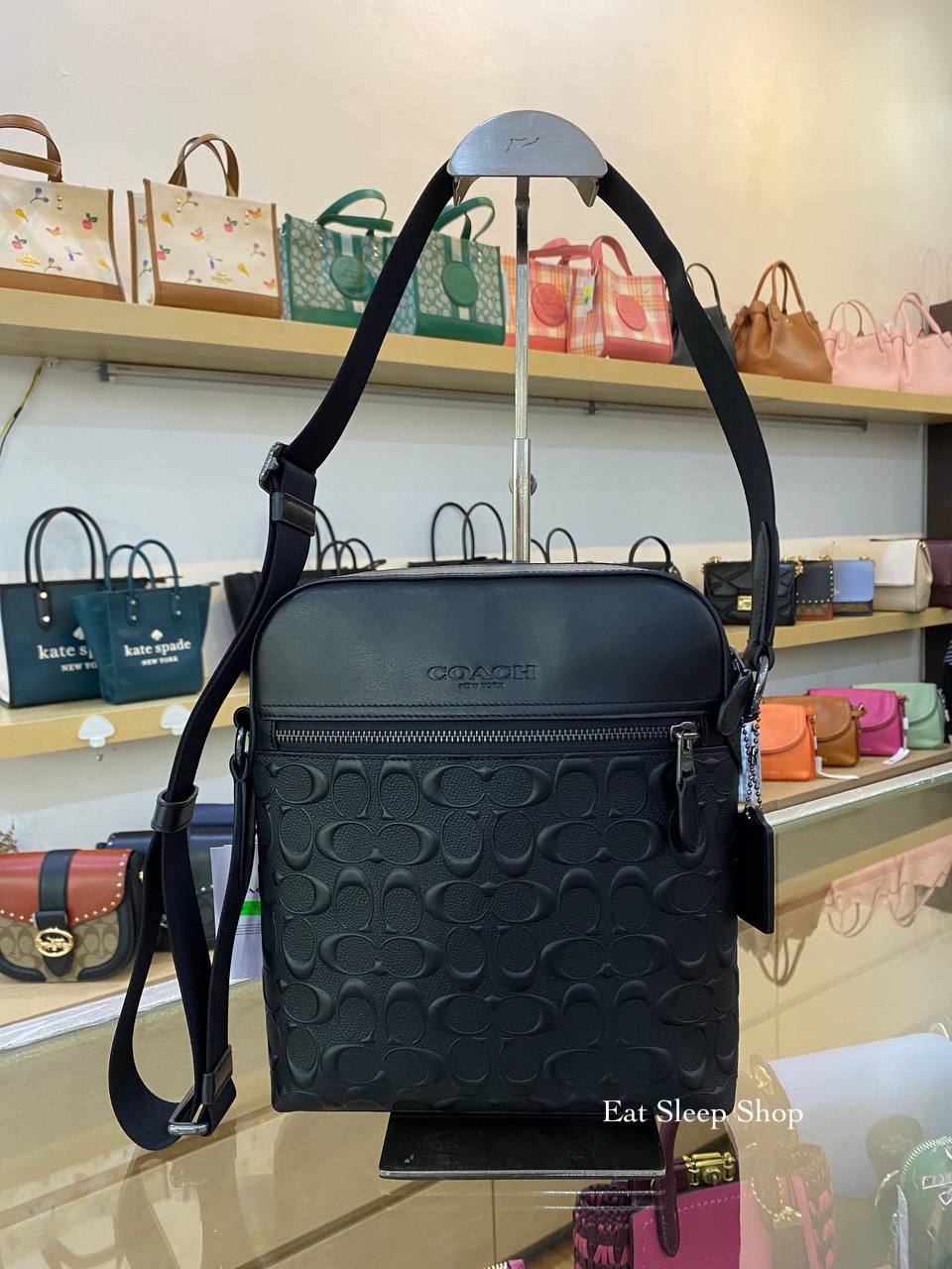 COACH HOUSTON FLIGHT BAG DEBOSSED LEATHER 4009 IN BLACK