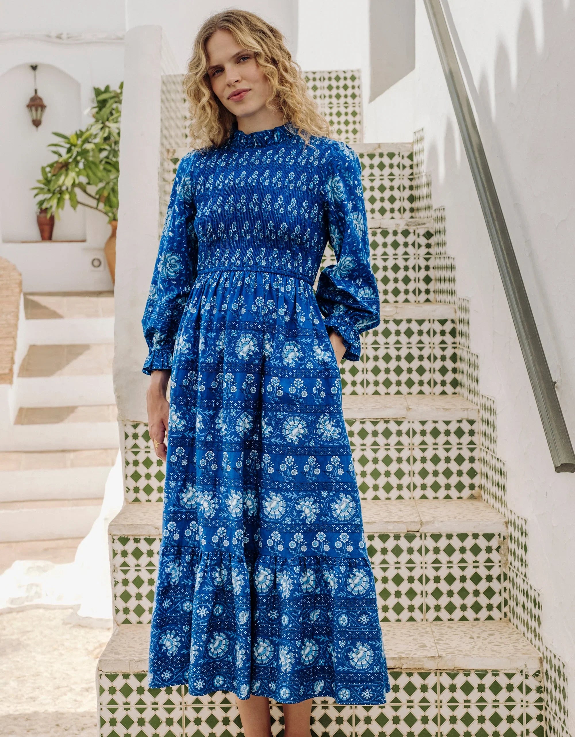 Pink City Prints Isabel Dress - Indigo Forest