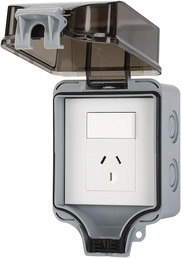 PowerGuard IP66 outdoor waterproof socket with robust lockable cover, ideal for garden power.