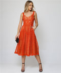 Lace Panel Midi Dress