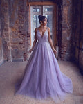 ple e plique Sequin a line reception ss with Deep V-Neck and Backless