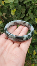 Jade Vintage Bangle S59 Black Moss Green Fei Cui Type A Myanmar Jadeite