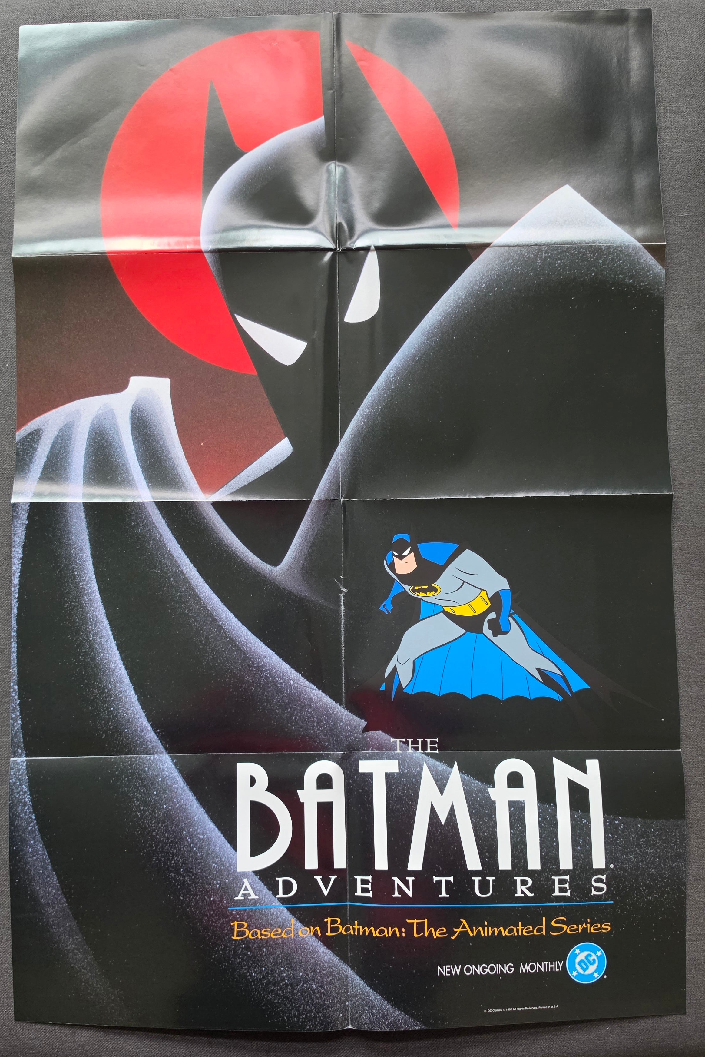 BATMAN ADVENTURES BATMAN THE ANIMATED SERIES FOLDED PROMOTIONAL POSTER 1992 Batman DC COMICS