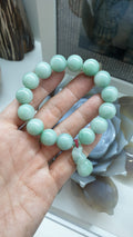 Radiant Soft Green Jade 17cm Bracelet Natural Jadeite with Hulu Charm