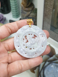 Natural Jade Horse Pendant Solid 18K Gold Type A Myanmar Jadeite