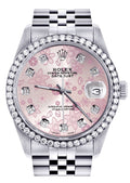 Womens Rolex Datejust Watch | 36Mm | Pink Diamond Flower Dial | Jubilee Band women custom rolex FrostNYC