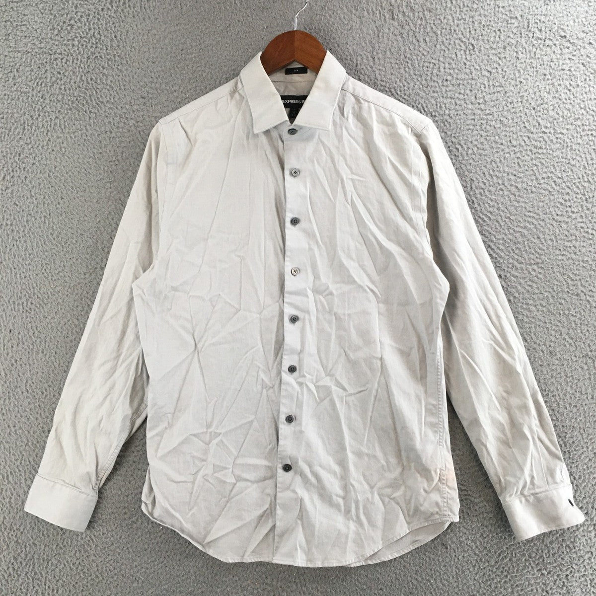 Express Dress Shirt Mens M Slim Fit White Button Up Stretch Cotton Blend  Gray