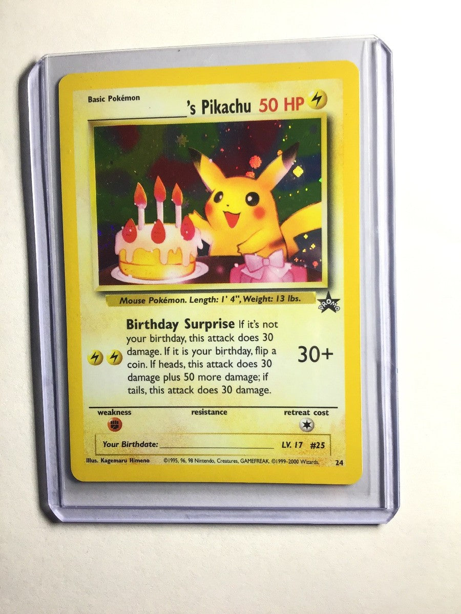 NM Pokemon _'s HAPPY BIRTHDAY PIKACHU Card BLACK STAR PROMO Set #24 Holo  WOTC