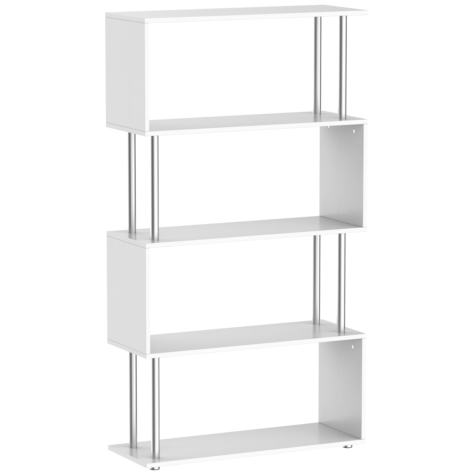 Wooden Storage Display Unit Bookshelf Bookcase Dividers S Shaped White