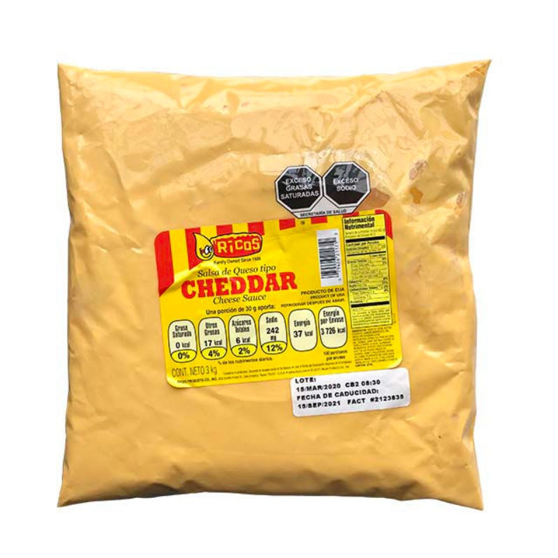 Ricos Salsa de Queso Cheddar 3 kg | Salsa de queso