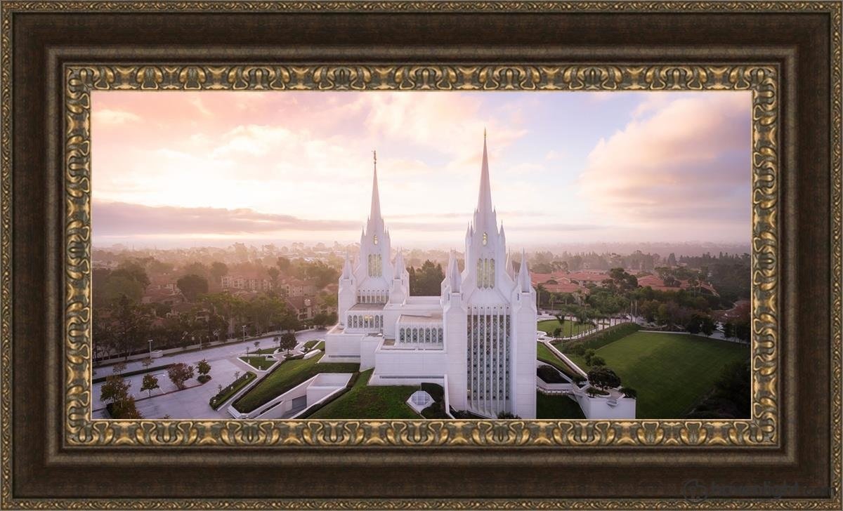 San Diego Morning Fog Aerial Open Edition Canvas / 36 X 18 Frame M 27 3/4 45 Art