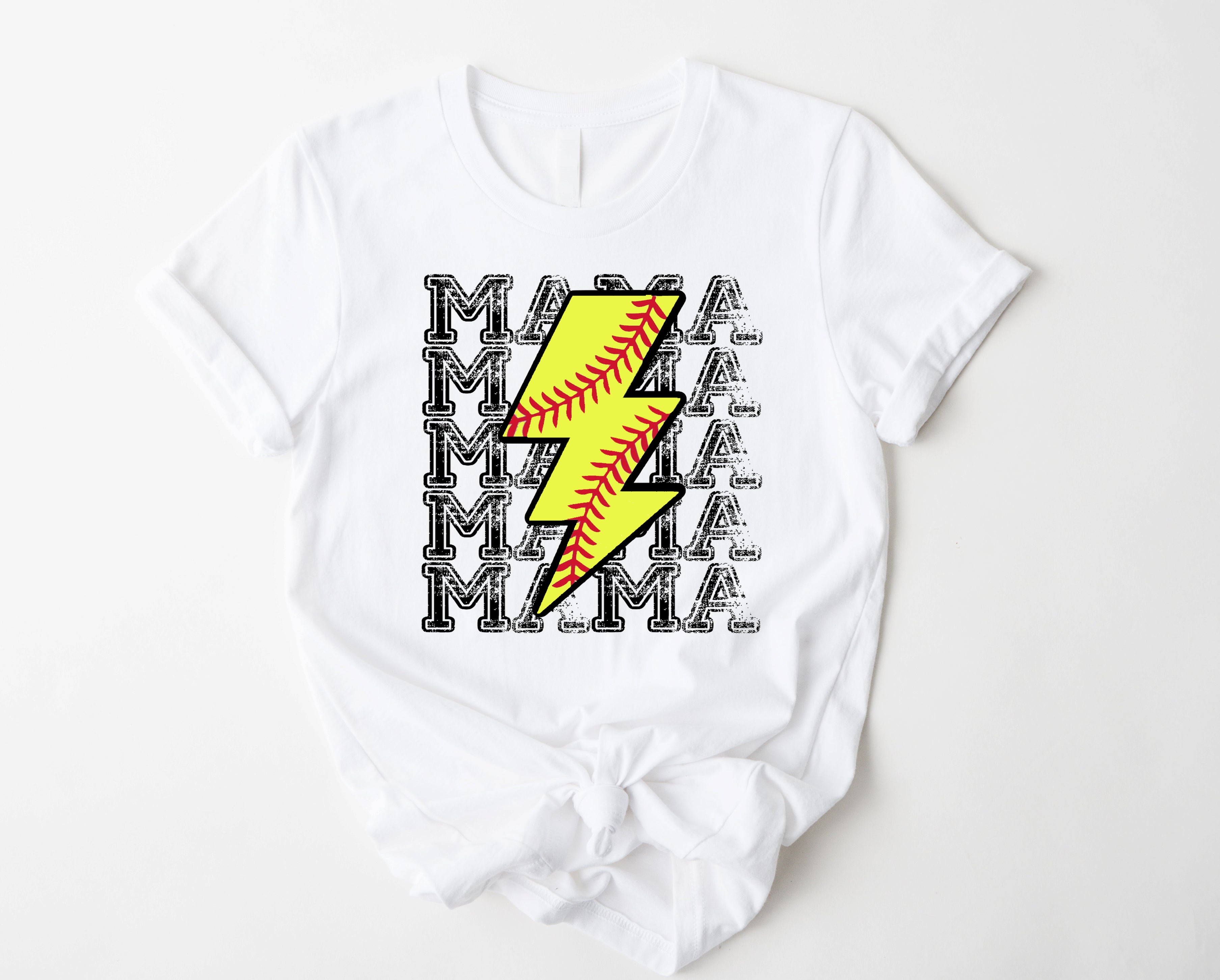 Wholesale Softball Mama Bolt Graphic Tee - Heather Grey