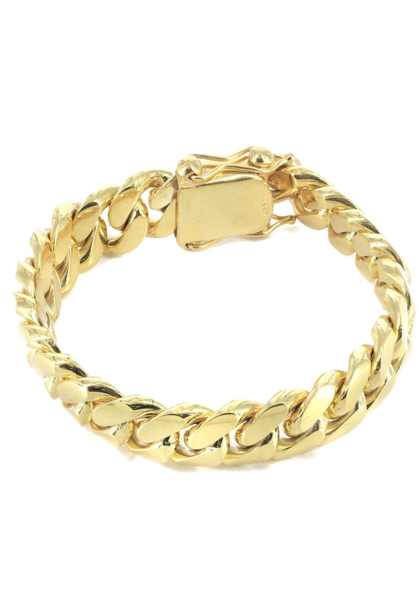 Solid Mens Miami Cuban Link Bracelet 10K Yellow Gold Men's Gold Bracelets FROST NYC