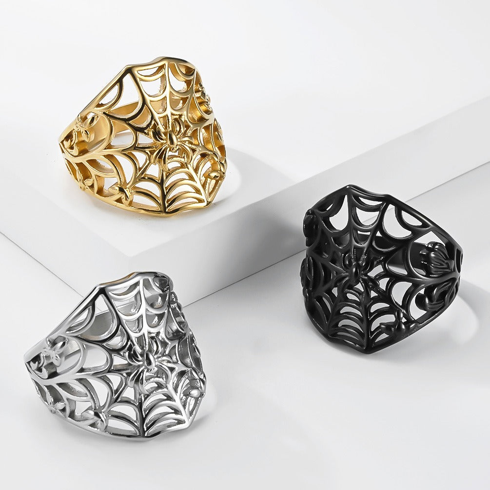 Kemstone Spider Web Hollow Ring for Men Stainless Steel Gothic K-R1180