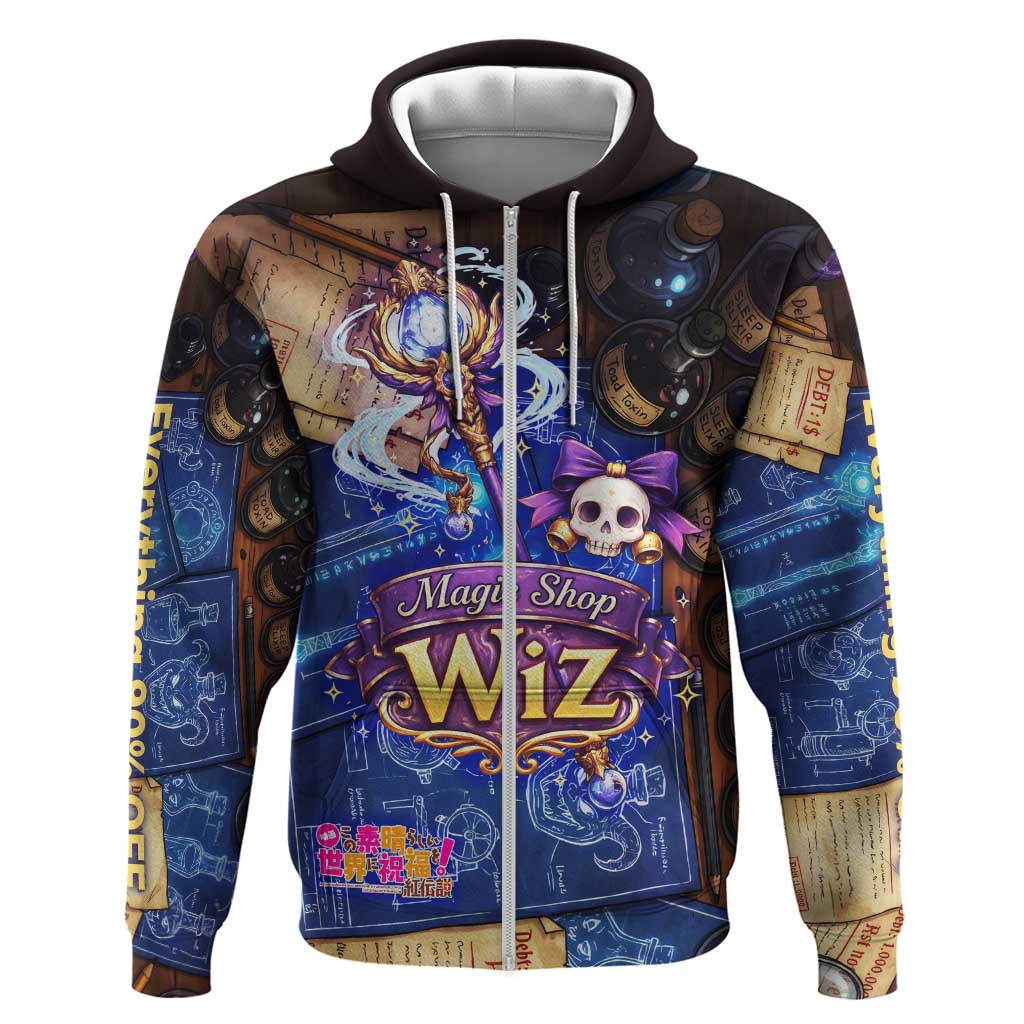Wiz Magic Shop Zip Hoodie Alchemical Fantasy Blueprint Style