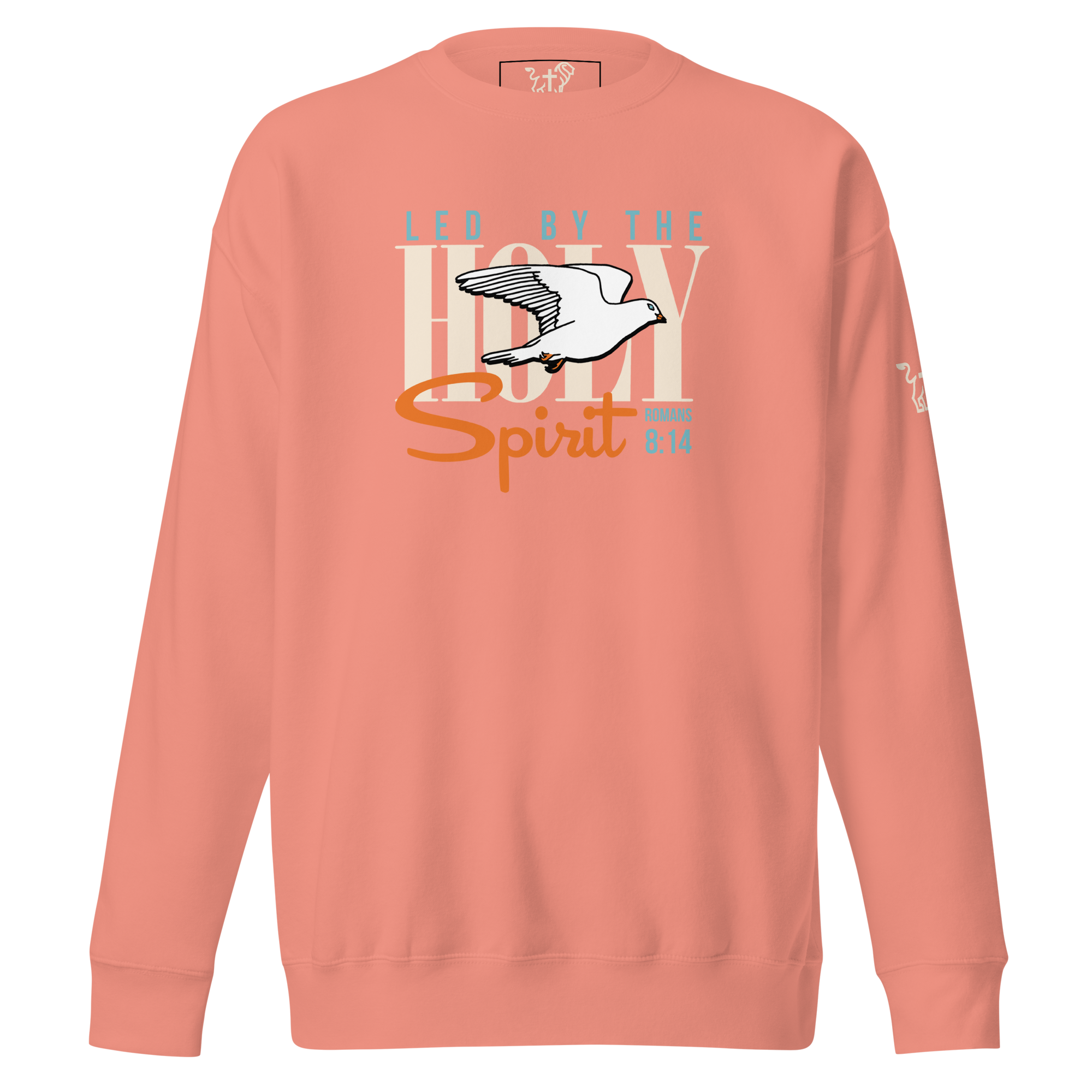 Justified In Christ Led by the Holy Spirit Rose Crewneck Sweatshirt | Galatians 5:18 Christian Apparel