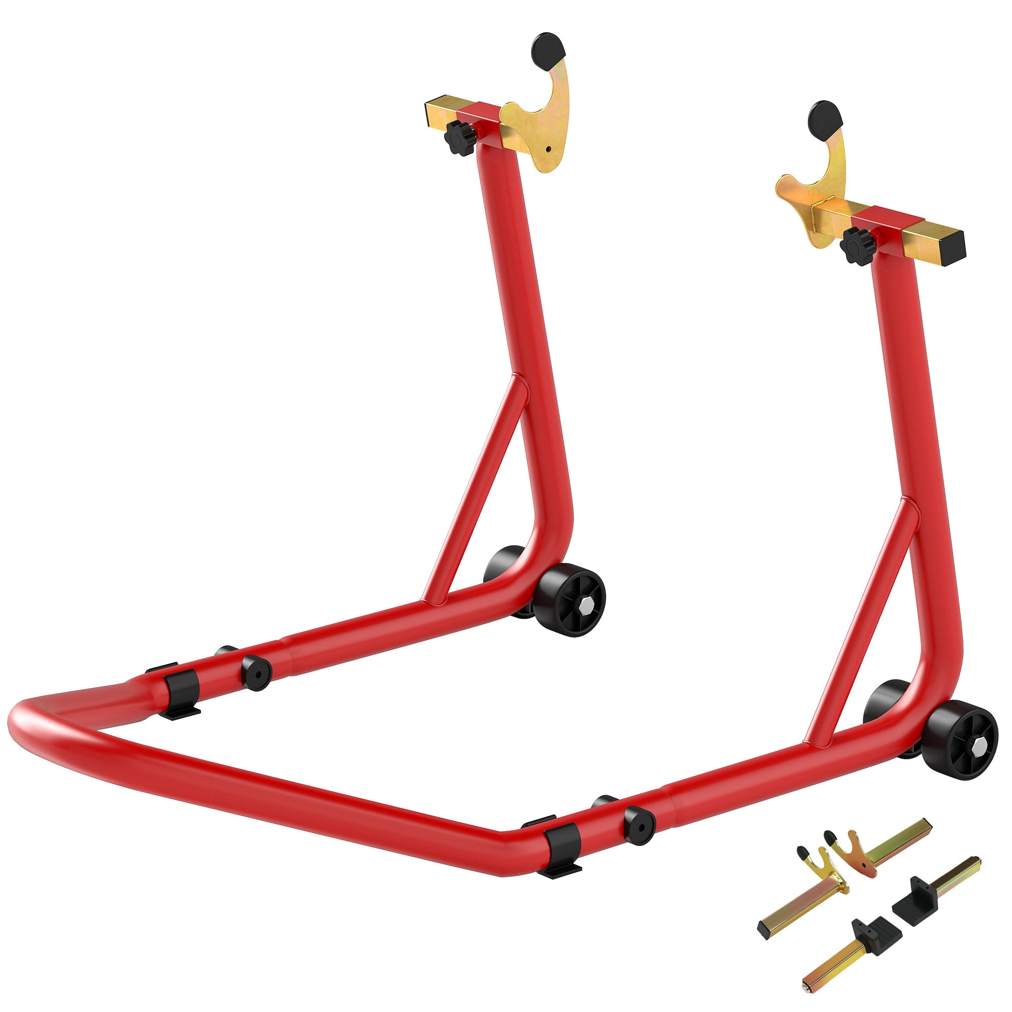 Motorfietsstandaard - Voor- en achterwiel | Kleur: Rood | Afmetingen: 34.5x58.5x69 cm