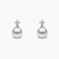 18K White Gold Akoya Pearl & Diamond Stud Earrings